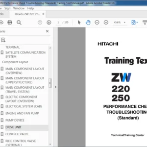 Hitachi ZW220 ZW250 Performance Check Troubleshooting (Standard) Training Text Manual - PDF Download