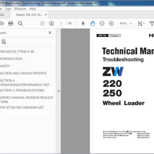 Hitachi ZW220 ZW250 Wheel Loader Troubleshooting Technical Manual (TT4GB-E-00) - PDF Download