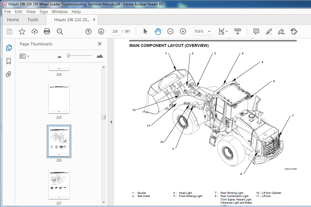 Hitachi ZW220 ZW250 Wheel Loader Troubleshooting Technical Manual (TT4GB-E-00) - PDF Download - Image 2