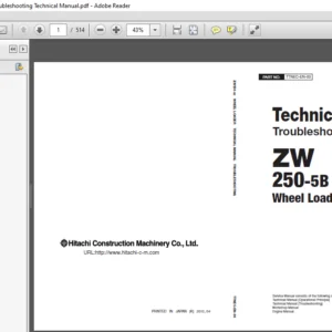 Hitachi ZW250-5B Wheel Loader Troubleshooting Technical Manual (TTNEC-EN-00) - PDF Download