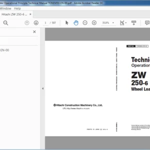 Hitachi ZW250-6 Wheel Loader Operational Principle Technical Manual (TONEM50-EN-00) - PDF Download