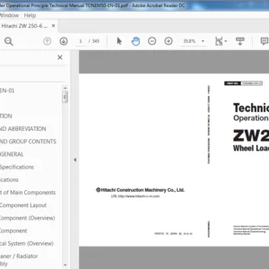 Hitachi ZW250-6 Wheel Loader Operational Principle Technical Manual (TONEM50-EN-01) - PDF Download