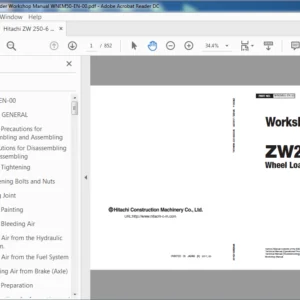 Hitachi ZW250-6 Wheel Loader Workshop Manual (WNEM50-EN-00) - PDF Download