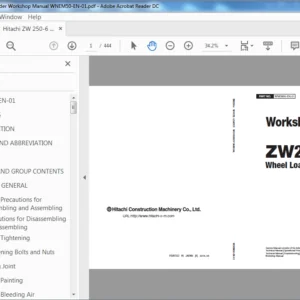 Hitachi ZW250-6 Wheel Loader Workshop Manual (WNEM50-EN-01) - PDF Download