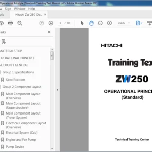Hitachi ZW250 Operational Principle (Standard) Training Text Manual (TTLA-0663-ZW) - PDF Download