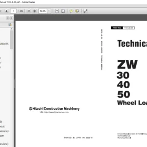 Hitachi ZW 30 40 50 Wheel Loader Technical Manual T4EK-E-00 - PDF DOWNLOAD