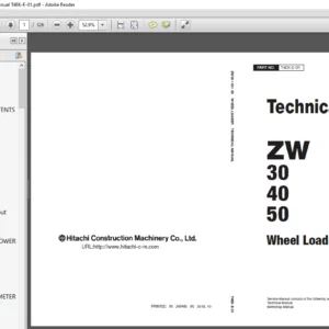 Hitachi ZW 30 40 50 Wheel Loader Technical Manual T4EK-E-01 - PDF DOWNLOAD
