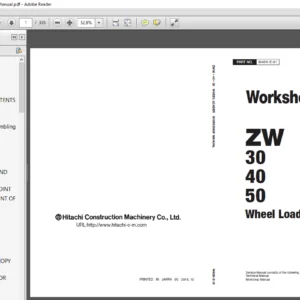 Hitachi ZW 30 40 50 Wheel Loader Workshop Manual - PDF DOWNLOAD