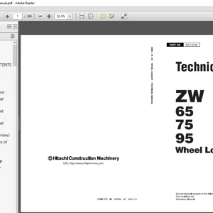 Hitachi ZW 65 75 95 Wheel Loader Technical Manual - PDF DOWNLOAD