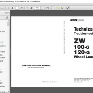 Hitachi ZW100-G ZW120-G Wheel Loader Troubleshooting Technical Manual (TT4FK-E-00) - PDF Download