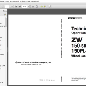 Hitachi ZW150-5B 150PL-5B Wheel Loader Operational Principle Technical Manual TONDG-EN-01 - DOWNLOAD