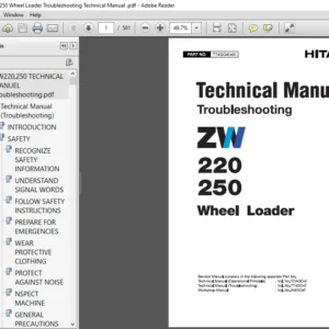 Hitachi ZW220 250 Wheel Loader Troubleshooting Technical Manual  - PDF DOWNLOAD