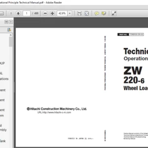 Hitachi ZW220-6 Wheel Loader Operational Principle Technical Manual - PDF DOWNLOAD
