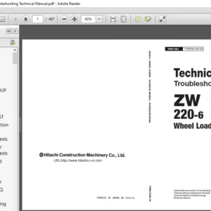 Hitachi ZW220 6 Wheel Loader Troubleshooting Technical Manual - PDF DOWNLOAD