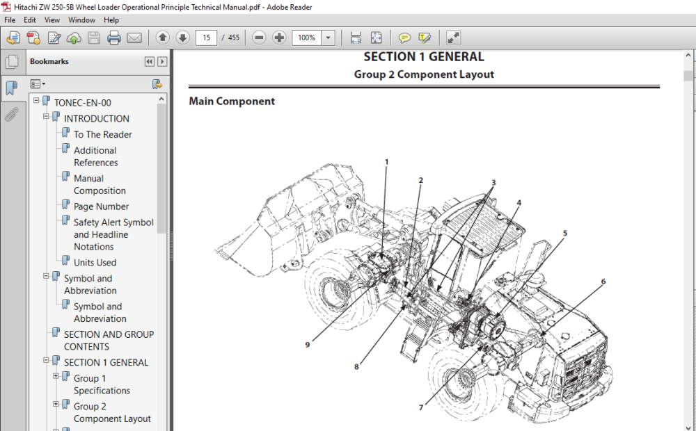 Hitachi Zw250-5b Wheel Loader Operational Principle Technical Manual 