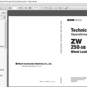 Hitachi ZW250-5B Wheel Loader Operational Principle Technical Manual (TONEC-EN-00) - PDF Download