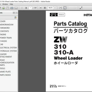 Hitachi ZW310 310A Wheel Loader Parts Catalog Manual  - PDF DOWNLOAD