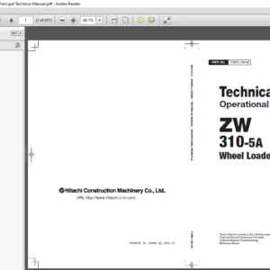 Hitachi ZW310 5A Wheel Loader Operational Principal Technical Manual - PDF DOWNLOAD