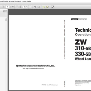 Hitachi ZW310 5B 330 5B Wheel Loader Operational Principle Technical Manual - PDF DOWNLOAD