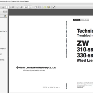 Hitachi ZW310 5B 330 5B Wheel Loader Troubleshooting Technical Manual - PDF DOWNLOAD