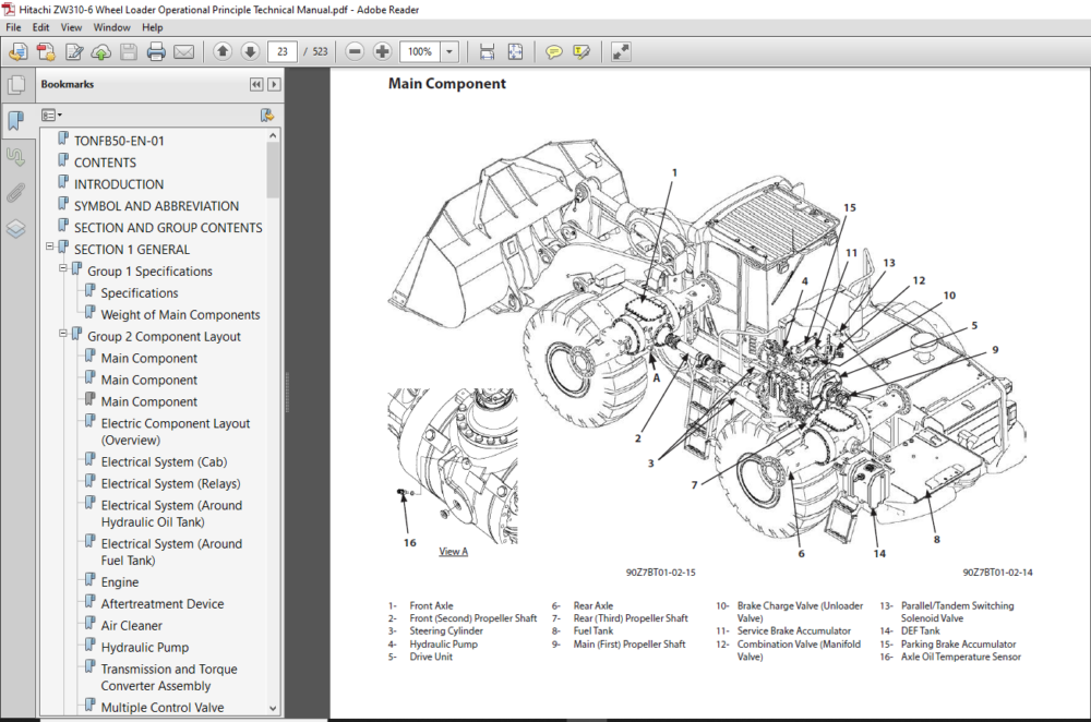 Hitachi ZW310 6 Wheel Loader Operational Principle Technical Manual ...