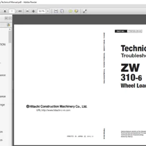 Hitachi ZW310 6 Wheel Loader Troubleshooting Technical Manual - PDF DOWNLOAD