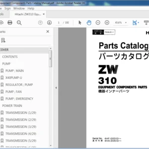 Hitachi ZW310 Equipment Components Parts Catalog Manual (P4HA-E1-1) - PDF Download