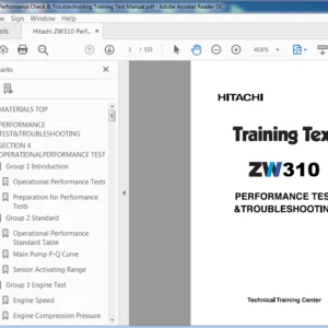 Hitachi ZW310 Performance Check & Troubleshooting Training Text Manual (TTLA-0669-ZW) - PDF Download