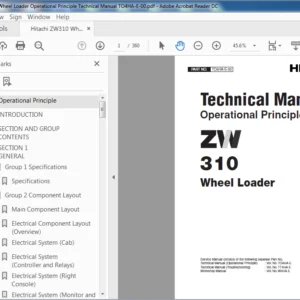 Hitachi ZW310 Wheel Loader Operational Principle Technical Manual (TO4HA-E-00) - PDF Download