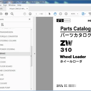 Hitachi ZW310 Wheel Loader Parts Catalog Manual - PDF Download