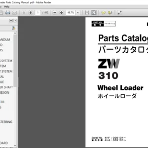 Hitachi ZW310 Wheel Loader Parts Catalog Manual  - PDF DOWNLOAD