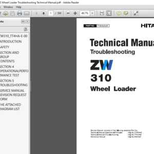 Hitachi ZW310 Wheel Loader Troubleshooting Technical Manual - PDF DOWNLOAD