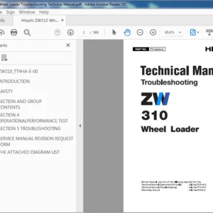 Hitachi ZW310 Wheel Loader Troubleshooting Technical Manual (TT4HA-E-00) - PDF Download
