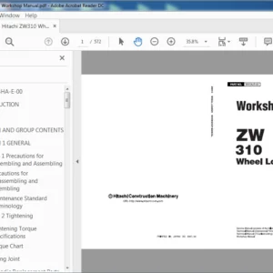 Hitachi ZW310 Wheel Loader Workshop Manual (W4HA-E-00) - PDF Download