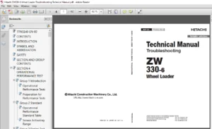 Hitachi ZW330 6 Wheel Loader Troubleshooting Technical Manual - PDF DOWNLOAD