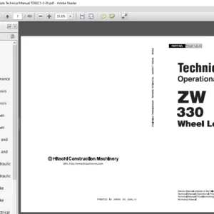 Hitachi ZW330 Wheel Loader Operational Principle Technical Manual (TO92C1-E-00) - PDF Download
