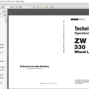 Hitachi ZW330 Wheel Loader Operational Principle Technical Manual (TO92C1-E-D1) - PDF Download