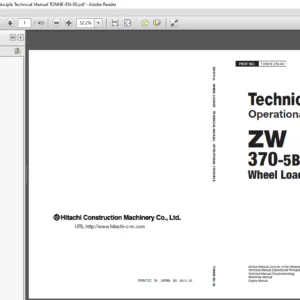 Hitachi ZW370 5B Wheel Loader Operational Principle Technical Manual TONHE EN 00 - PDF DOWNLOAD