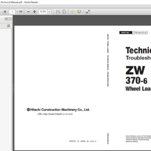 Hitachi ZW370 6 Wheel Loader Troubleshooting Technical Manual - PDF DOWNLOAD