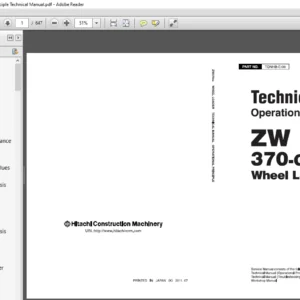 Hitachi ZW370 G Wheel Loader Operational Principle Technical Manual - PDF DOWNLOAD