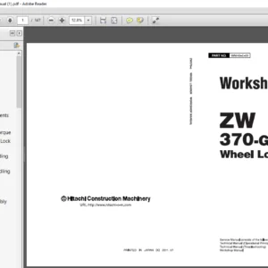 Hitachi ZW370 G Wheel Loader Workshop Manual - PDF DOWNLOAD