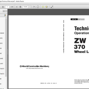 Hitachi ZW370 Wheel Loader Operational Principle Technical Manual - PDF DOWNLOAD