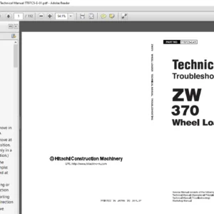 Hitachi ZW370 Wheel Loader Troubleshooting Technical Manual TT97C5 E 01 1  - PDF DOWNLOAD