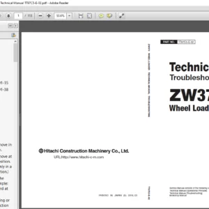 Hitachi ZW370 Wheel Loader Troubleshooting Technical Manual TT97C5  - PDF DOWNLOAD