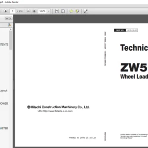 Hitachi ZW50 Wheel Loader Technical Manual - PDF DOWNLOAD