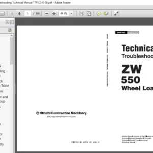 Hitachi ZW550 Wheel Loader Troubleshooting Technical Manual (TT11C5-E-00) - PDF Download