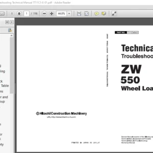 Hitachi ZW550 Wheel Loader Troubleshooting Technical Manual (TT11C5-E-01) - PDF Download
