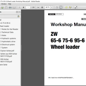 Hitachi ZW65-6 ZW75-6 ZW95-6 Wheel Loader Workshop Manual (WPSY-EN-00) - PDF Download