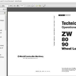 Hitachi ZW80 90 Wheel Loader Operational Principle Technical Manual - PDF DOWNLOAD