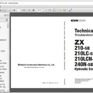 Hitachi ZX 210-5B 210LC-5B 210LCN-5B 240N-5B Hydraulic Excavator Troubleshooting Technical Manual - PDF Download